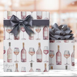 Elegant rosévin i blekrosa färg presentpapper<br><div class="desc">Detta vin-tema presentpapper är perfekt för att lägga till en touch av charm till vilken present som helst för vinälskare. Med linjer av vinflaskor och glas är designen både lekfull och elegant. För en subtil personlig touch kan du lägga till ett namn eller en kort fras då och då genom...</div>