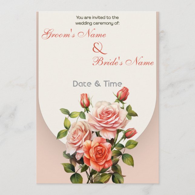 Elegant rosformad Save the Date-kort Spara Datumet (Framsida)