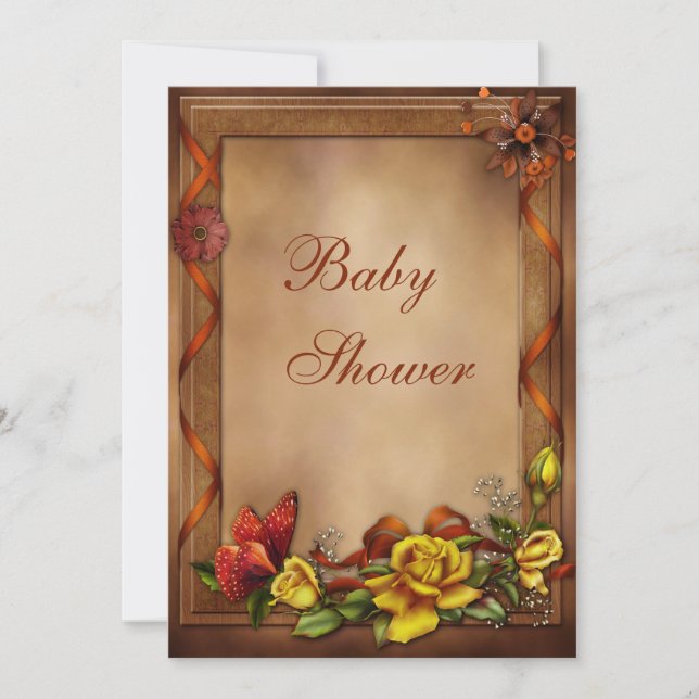 Elegant Rosor & Butterfly Baby Shower Inbjudningar (Framsida)