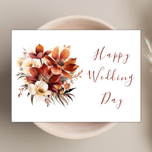 Elegant Rosty Boho Wildblomme Lycklig Bröllopsdag Kort