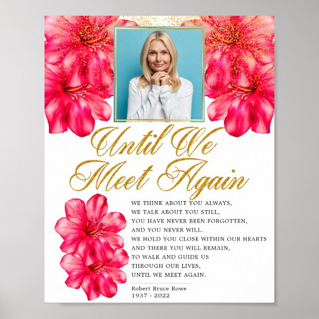 Elegant Rosy Blommigt Funeral Memorial Dikt Sign Poster (Framsidan)