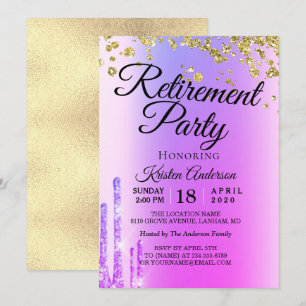Elegant Rosy Sparkly Glitter Pension Party Inv. Inbjudningar