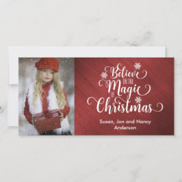 Elegant Rött och vitt julfotkort Julkort