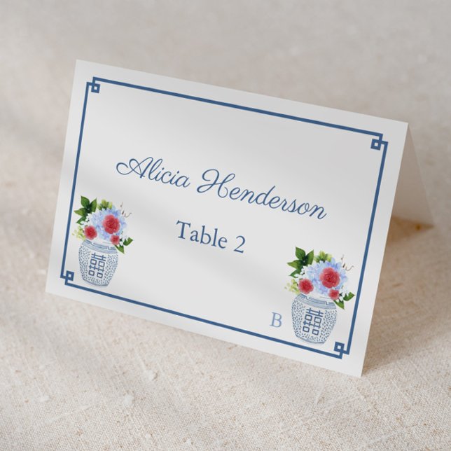Elegant Rött vitt blått Bröllop-platskort Bordsnummer (Red white and blue individual  place cards for wedding, bridal shower or baby shower)