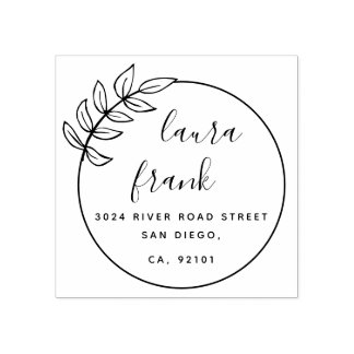 Elegant Round Couple Namn Bröllop Returadress Stämpel