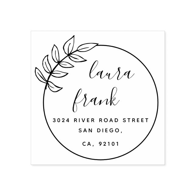 Elegant Round Couple Namn Bröllop Returadress Stämpel (Tryck)