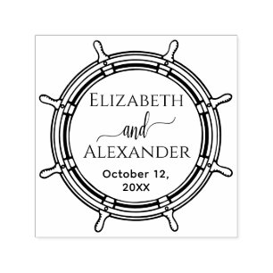 Elegant Round Frakt Wheel Ram Namn, Bröllop Självfärgande Stämpel