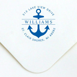 Elegant Round Nautical Anchor-Returadress Självfärgande Stämpel