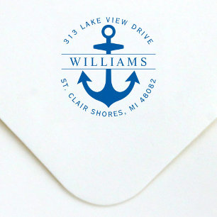 Elegant Round Nautical Anchor-Returadress Självfärgande Stämpel