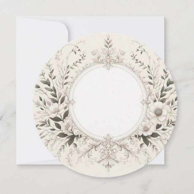 Elegant Round Ram Inbjudningar (Framsida)