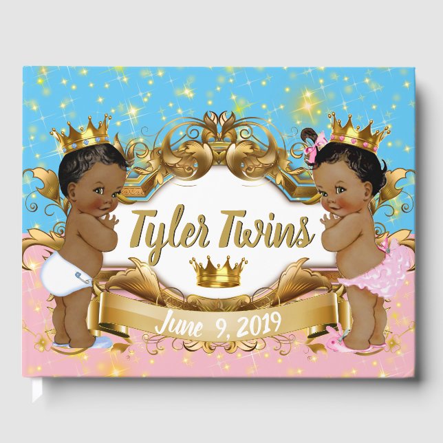 Elegant Royal Afrikas Gender Visa Rosa och blått Gästböcker (Framsida)