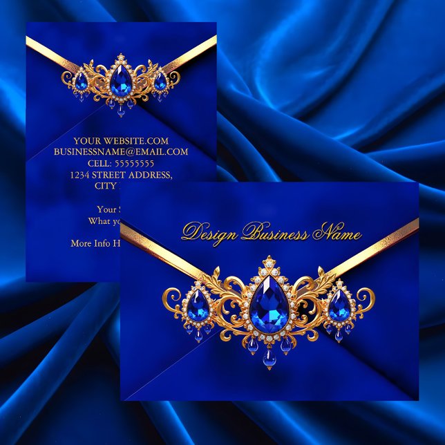 Elegant Royal Blå Guld Smycken Diamanter Ädelstena Visitkort (Skapare uppladdad)