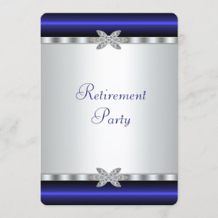 Elegant Royal Blå Kvinnors Pensionärsfest Inbjudningar