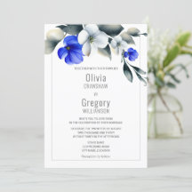 Elegant Royal blå och vit Blommigt