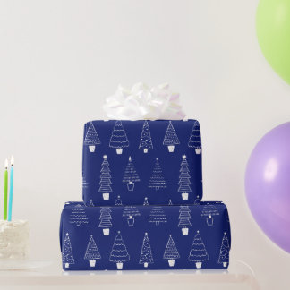 Elegant Royal Blå Vit Jul Gran Presentpapper