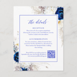Elegant Royal Blåa blommor Information om OSA QR-k Tilläggskort
