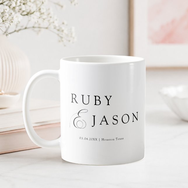 Elegant Royal Black Script Bröllop Kaffemugg (Elegant Royal Black Script Wedding Coffee Mug)
