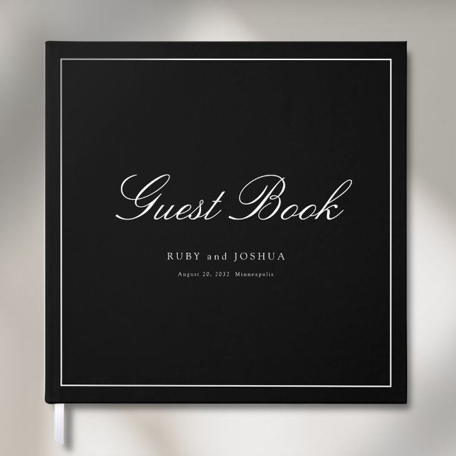 Elegant Royal Black Scripted Font Wedding Gästböcker (Elegant Royal Black Scripted Font Wedding Guest Book)
