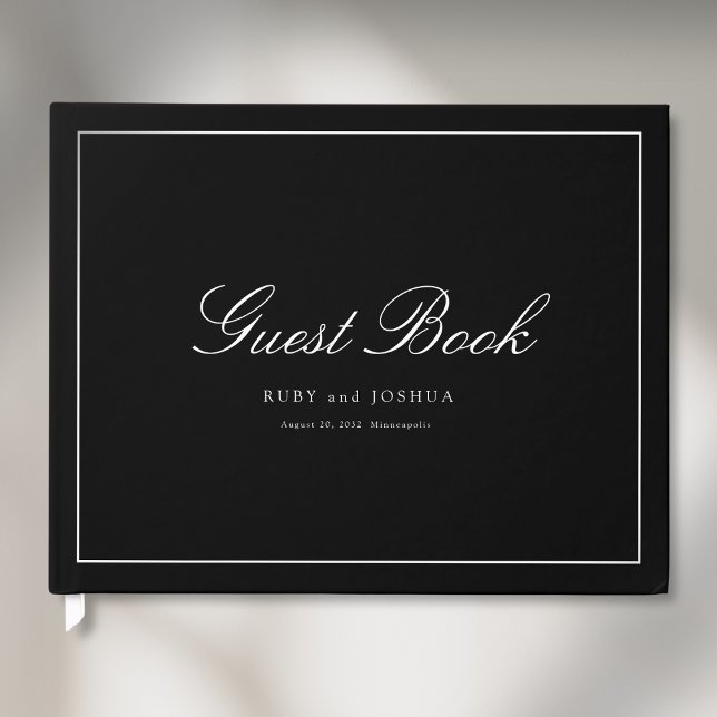Elegant Royal Black Scripted Font Wedding Gästböcker (Elegant Royal Black Scripted Font Wedding Guest Book)