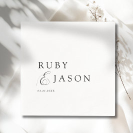 Elegant Royal Black & White Script Wedding Pappersservett