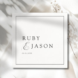 Elegant Royal Black & White Script Wedding Pappersservett