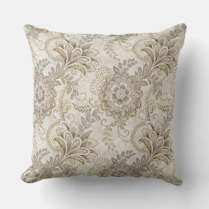 Elegant Royal Blommig Paisley Design Mönster Konst Kudde