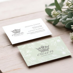 Elegant Royal Blommigt & Foliage Krona Logotyp Visitkort