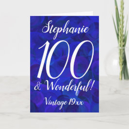 Elegant Royal Blue 100 och Wonderful Namn Birthday Kort