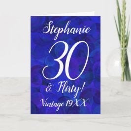 Elegant Royal Blue 30 och Vänd födelsedag Kort