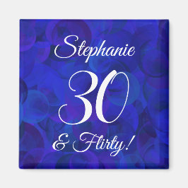 Elegant Royal Blue 30 och Vänd Födelsedagsfest Magnet