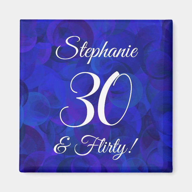 Elegant Royal Blue 30 och Vänd Födelsedagsfest Magnet (Framsidan)