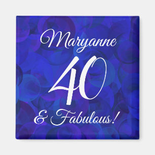 Elegant Royal Blue 40 och Fabulös Födelsedagsfest Magnet