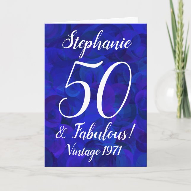 Elegant Royal Blue 50 och Fabulous Birthday Kort (Framsida)
