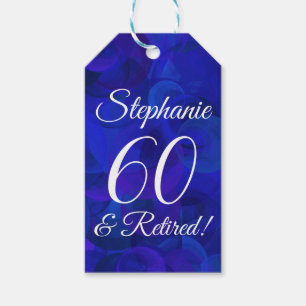Elegant Royal Blue 60 och Pensionerad Pensionering Presentetikett