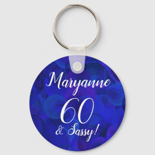 Elegant Royal Blue 60 och Sassy Birthday Namn Nyckelring