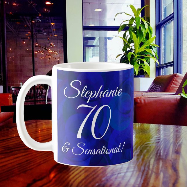 Elegant Royal Blue 70 och Sensational Birthday Kaffemugg (Skapare uppladdad)