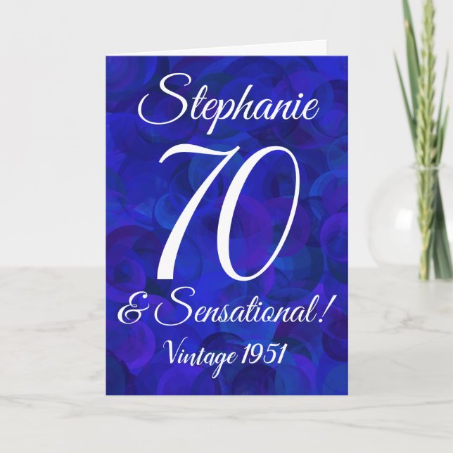 Elegant Royal Blue 70 och Sensational Birthday Kort (Framsida)