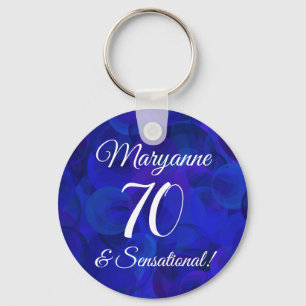 Elegant Royal Blue 70 & Sensational Födelsedagsfe Nyckelring