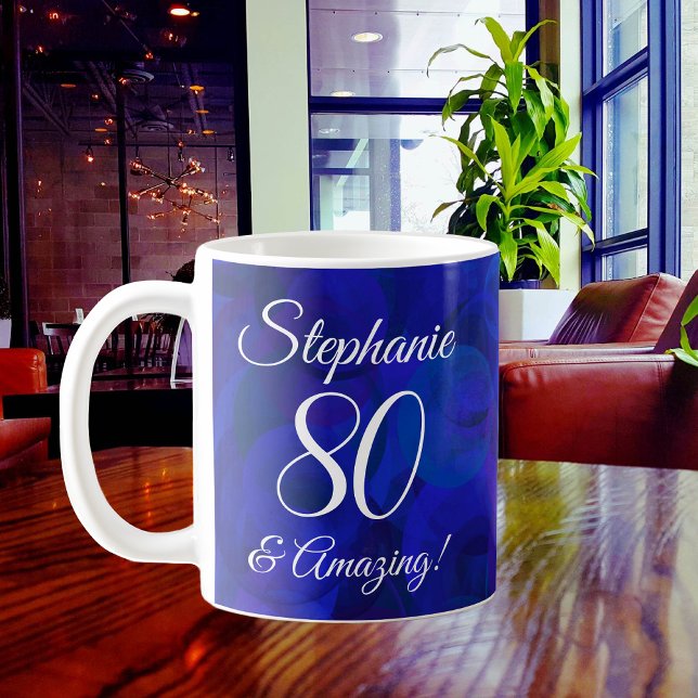 Elegant Royal Blue 80 och Fantastisk Birthday Kaffemugg (Skapare uppladdad)