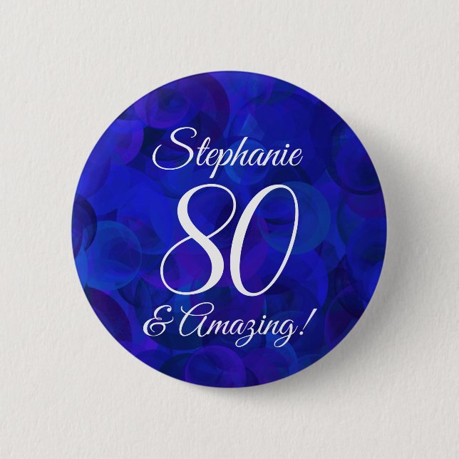 Elegant Royal Blue 80 och Fantastisk Birthday Knapp (Framsida)
