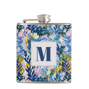Elegant Royal Blue Abstrakt Botanical Monogrammed Fickplunta