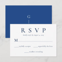 Elegant Royal Blue Beige Bröllop OSA Card