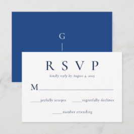 Elegant Royal Blue Beige Bröllop OSA Card