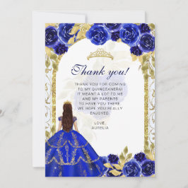 Elegant Royal Blue Blommigt Photo Quinceañera Tack Kort