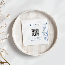 Elegant Royal Blue Blommigt QR-Bröllop OSA