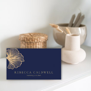 Elegant Royal Blue Blommigt QR-kod Visitkort