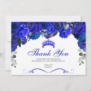 Elegant Royal Blue Blommigt Quinceanera Tack Kort