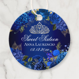 Elegant Royal Blue Blommigt Ro Sweet 16 Gåvor Etiketter
