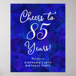 Elegant Royal Blue Cheers till 85 års födelsedag Poster