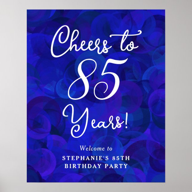 Elegant Royal Blue Cheers till 85 års födelsedag Poster (Framsidan)